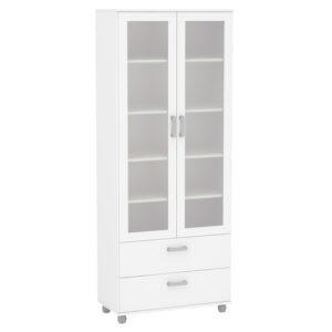 Livramento Bookcase - Two Glass Doors & Two Drawers